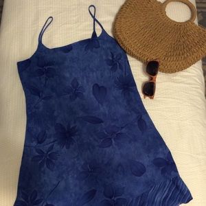 Maurices Floral Size 9 Blue Dress Spaghetti Strap Flirty Fun